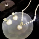 Bridal pearl necklace and earring set for weddings