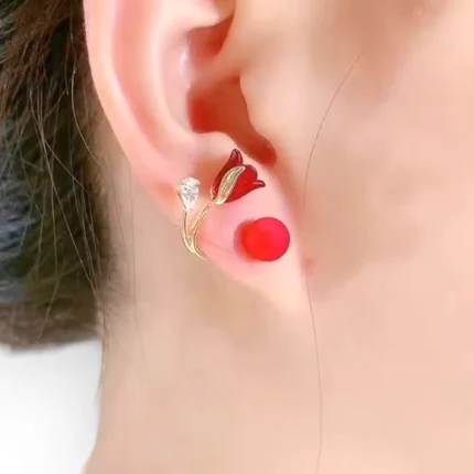 Red Rose stud earrings for girls – trendy floral ear tops in Pakistan