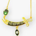 Islamic jewelry with Zulfiqar sword and Arabic calligraphy